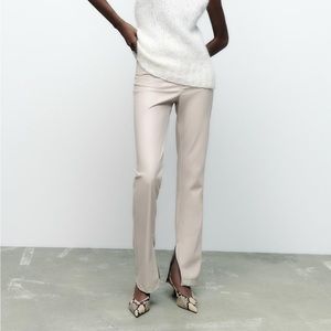 NWT faux leather slim slit pants